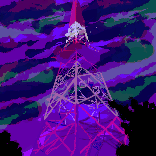 A stylized image of a radio tower